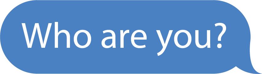 an ios message bubble with the text 'Who are you?' inside